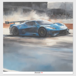 ダイナミックなブルーアーバンレースシーン シール