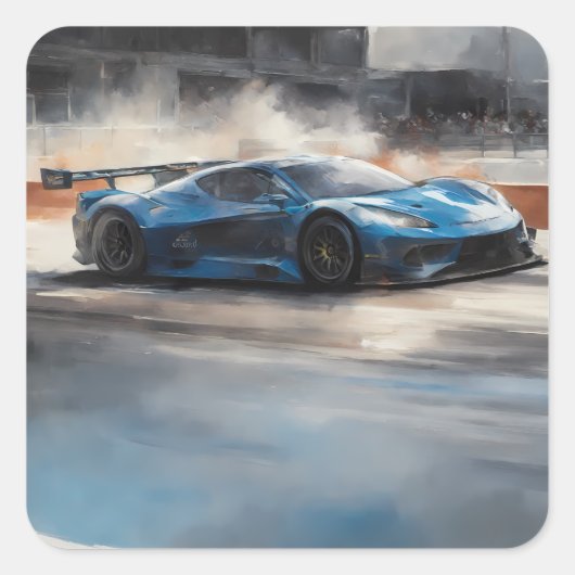 ダイナミックなブルーアーバンレースシーン スクエアシール (正面)