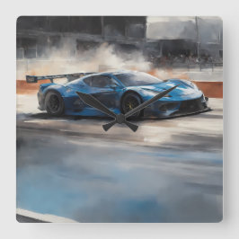 ダイナミックなブルーアーバンレースシーン スクエア壁時計