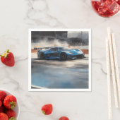 ダイナミックなブルーアーバンレースシーン スタンダードカクテルナプキン (インサイチュ)