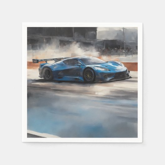 ダイナミックなブルーアーバンレースシーン スタンダードカクテルナプキン (正面)