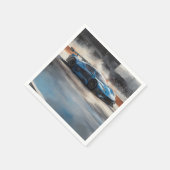ダイナミックなブルーアーバンレースシーン スタンダードカクテルナプキン (角)