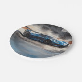 ダイナミックなブルーアーバンレースシーン ペーパープレート (アングル)