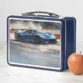 ダイナミックなブルーアーバンレースシーン メタルランチボックス (インサイチュ)