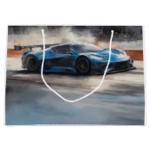 ダイナミックなブルーアーバンレースシーン ラージペーパーバッグ (正面)