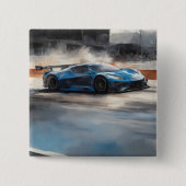 ダイナミックなブルーアーバンレースシーン 缶バッジ (正面)