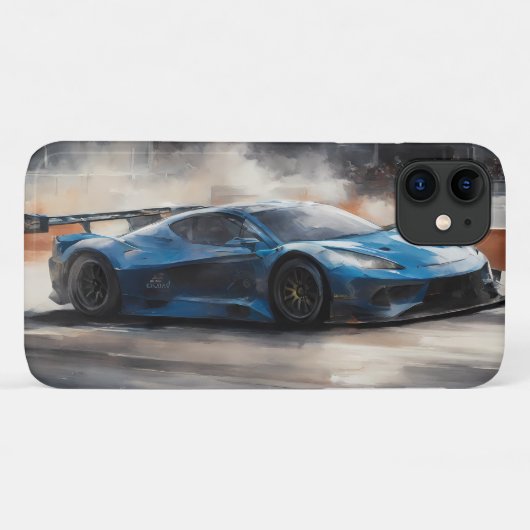 ダイナミックなブルーアーバンレースシーン Case-Mate iPhoneケース (裏面(横))