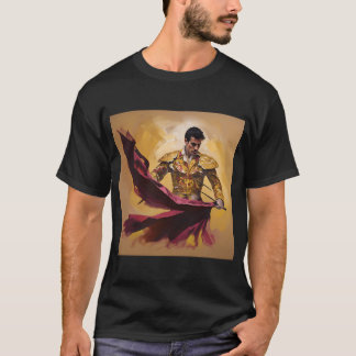 ダイナミックなマタドールがドラとともに鮮やかな色彩で描かれた絵画 Tシャツ