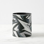ダイナミックなモノクロの幾何学模様 マグカップ (中央)