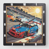 ダイナミックなレーストラック スクエア壁時計 (正面)