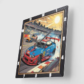ダイナミックなレーストラック スクエア壁時計 (傾斜)