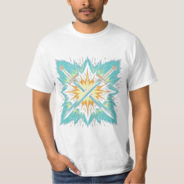 ダイナミックな幻想的な交差矢印 輝くエネルギー Tシャツ