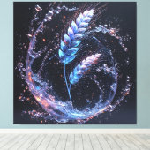 ダイナミックな水飛沫とともに幻想的な小麦 キャンバスプリント (インサイチュ (ウッドフロア))