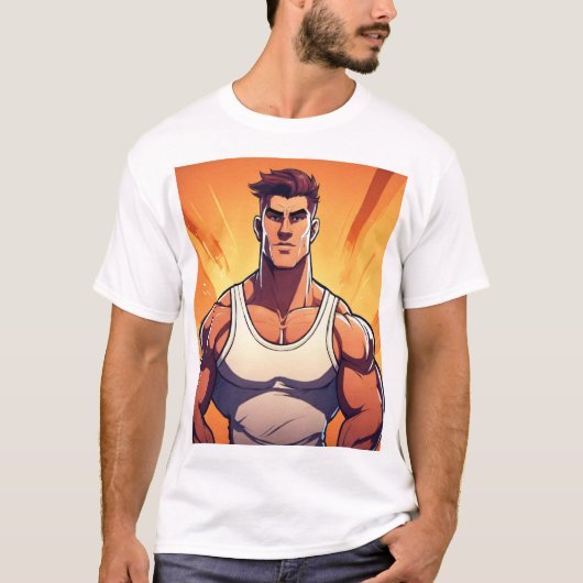 ダイナミックな白黒スポーツアウトライン – 完璧 Tシャツ (正面)