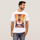 ダイナミックな白黒スポーツアウトライン – 完璧 Tシャツ (正面フル)