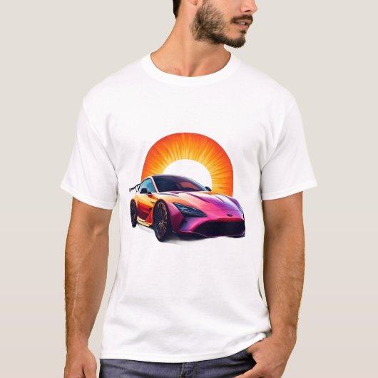 ダイナミックな筆致のスポーツカーアートスタイル🏎️ Tシャツ (正面)