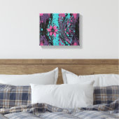 ダイナミックな背景に紫色の花、都市のスタイル キャンバスプリント (インサイチュ (寝室))
