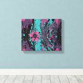 ダイナミックな背景に紫色の花、都市のスタイル キャンバスプリント (インサイチュ (ウッドフロア))