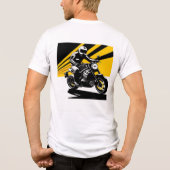 ダイナミックな背景を持つバイク乗り トライブレンドTシャツ (裏面)