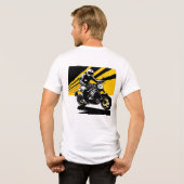 ダイナミックな背景を持つバイク乗り トライブレンドTシャツ (裏面全面)
