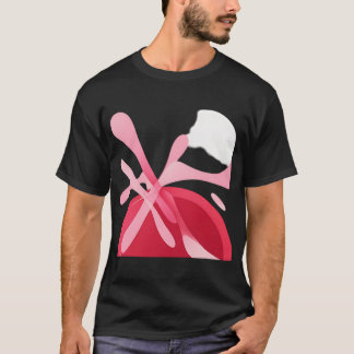 ダイナミックに重なる抽象的なデジタルアート Tシャツ