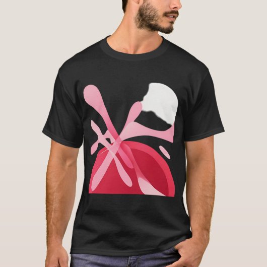 ダイナミックに重なる抽象的なデジタルアート Tシャツ (正面)