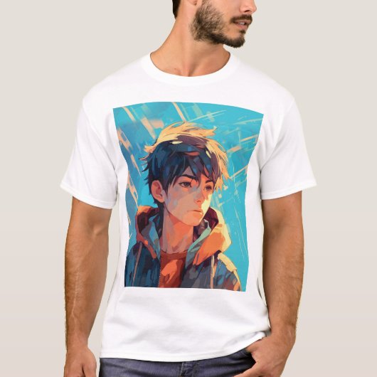 ダイナミックアニメパワー: 若者 Tシャツ (正面)