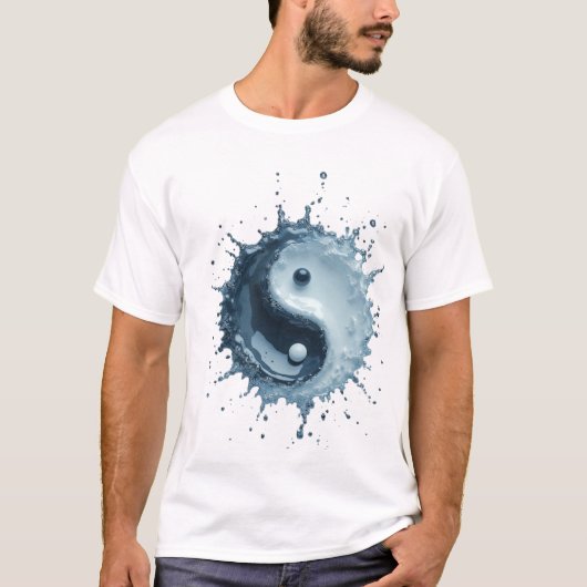 ダイナミックウォータースプラッシュ陰陽マーク Tシャツ (正面)