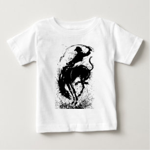 ダイナミックカウボーイロデオシルエットアート ベビーTシャツ