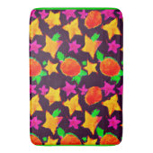 ダイナミックカラフルフルーツと星のパターンアート バスマット (正面縦)