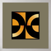 ダイナミックカーブ:ブラックのミニマルなオレンジ ポスター (正面)