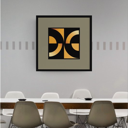 ダイナミックカーブ:ブラックのミニマルなオレンジ ポスター