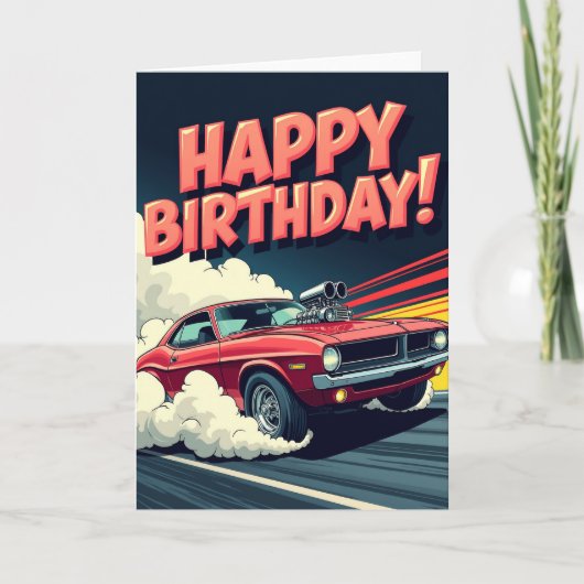 ダイナミックカー誕生日カード カード (正面)