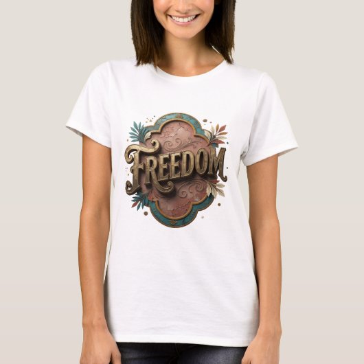 ダイナミックゴールドFREEDOMプリント Tシャツ (正面)