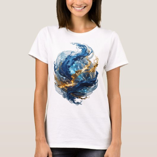 ダイナミックシルバー抽象アートデザインv2 tシャツ (正面)