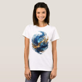 ダイナミックシルバー抽象アートデザインv2 tシャツ (正面フル)