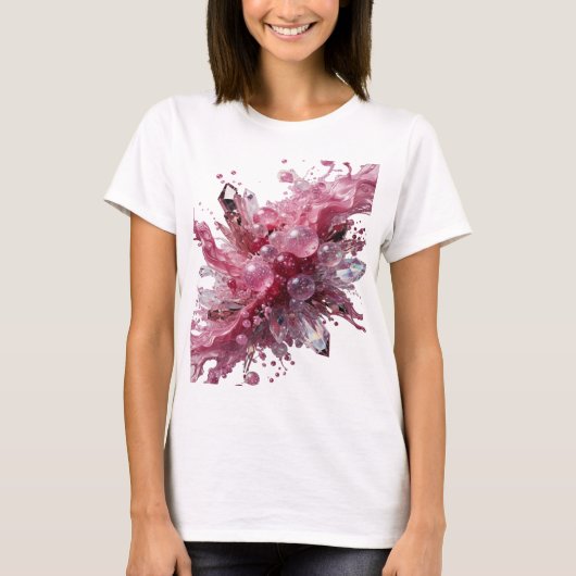 ダイナミックシルバーCRYSTAL BUBBLESスローガンTシャツ Tシャツ (正面)