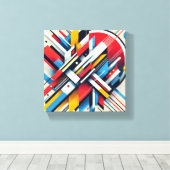 「ダイナミックジオメトリ」抽象芸術ウォールアート キャンバスプリント (インサイチュ (ウッドフロア))