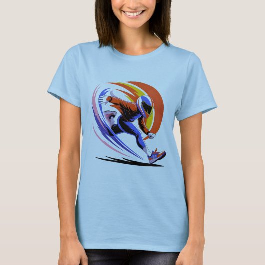 ダイナミックスピードランナー - 未来風アクション グラフィックA Tシャツ (正面)