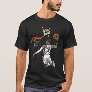 ダイナミックスラムダンクバスケットボールデザイン Tシャツ