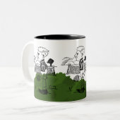 ダイナミックテニスプレーヤースポーツデザイン ツートーンマグカップ (正面左)