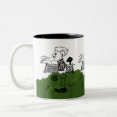 ダイナミックテニスプレーヤースポーツデザイン ツートーンマグカップ (左)