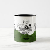 ダイナミックテニスプレーヤースポーツデザイン ツートーンマグカップ (中央)