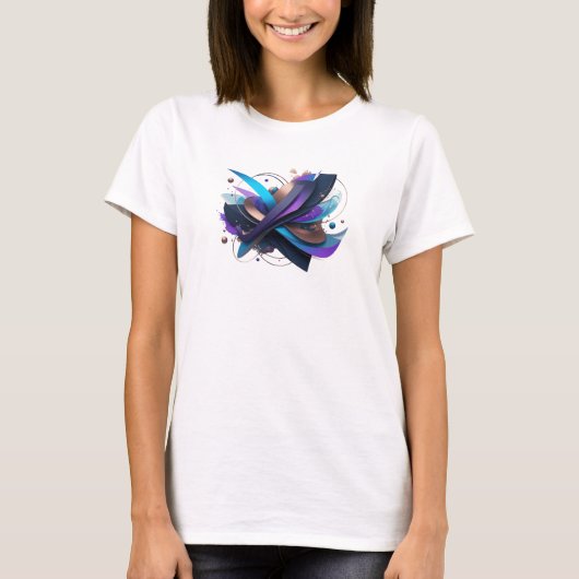 ダイナミックネイビー 抽象芸術 ウェアラブルアート Tシャツ (正面)