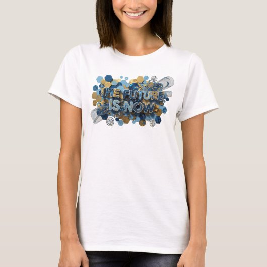 ダイナミックネイビー THE FUTURE IS NOW 3Dテキストアート Tシャツ (正面)