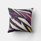 ダイナミックパープルおよびイエロージオメトリック抽象芸術アート クッション (裏面)