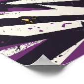 ダイナミックパープルおよびイエロージオメトリック抽象芸術アート ポスター (角)