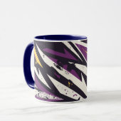 ダイナミックパープルおよびイエロージオメトリック抽象芸術アート マグカップ (正面左)