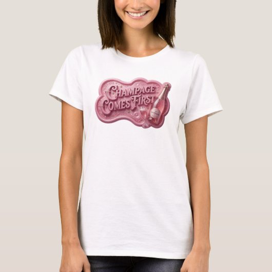 ダイナミックピンクシャンパンが先に来る引用Tシャツ Tシャツ (正面)
