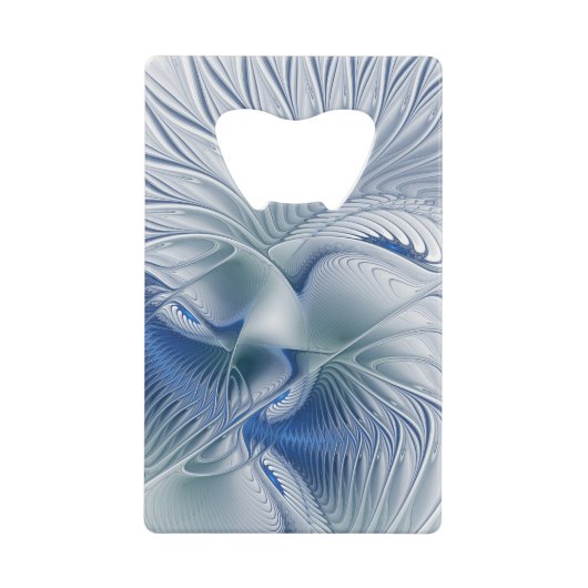 ダイナミックファンタジー抽象芸術ブルートーンフラクタルアート クレジットカード栓抜き (正面)